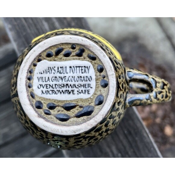Always Azul Pottery Colorado Mug Yellowstone Moose Yellow Brown 14 oz, no spoon - Picture 5 of 5
